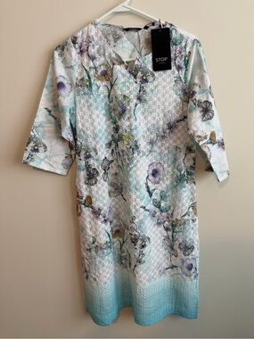 Lightweight Indian Floral Kurta Tunic Size M NWT Boho Summer Top